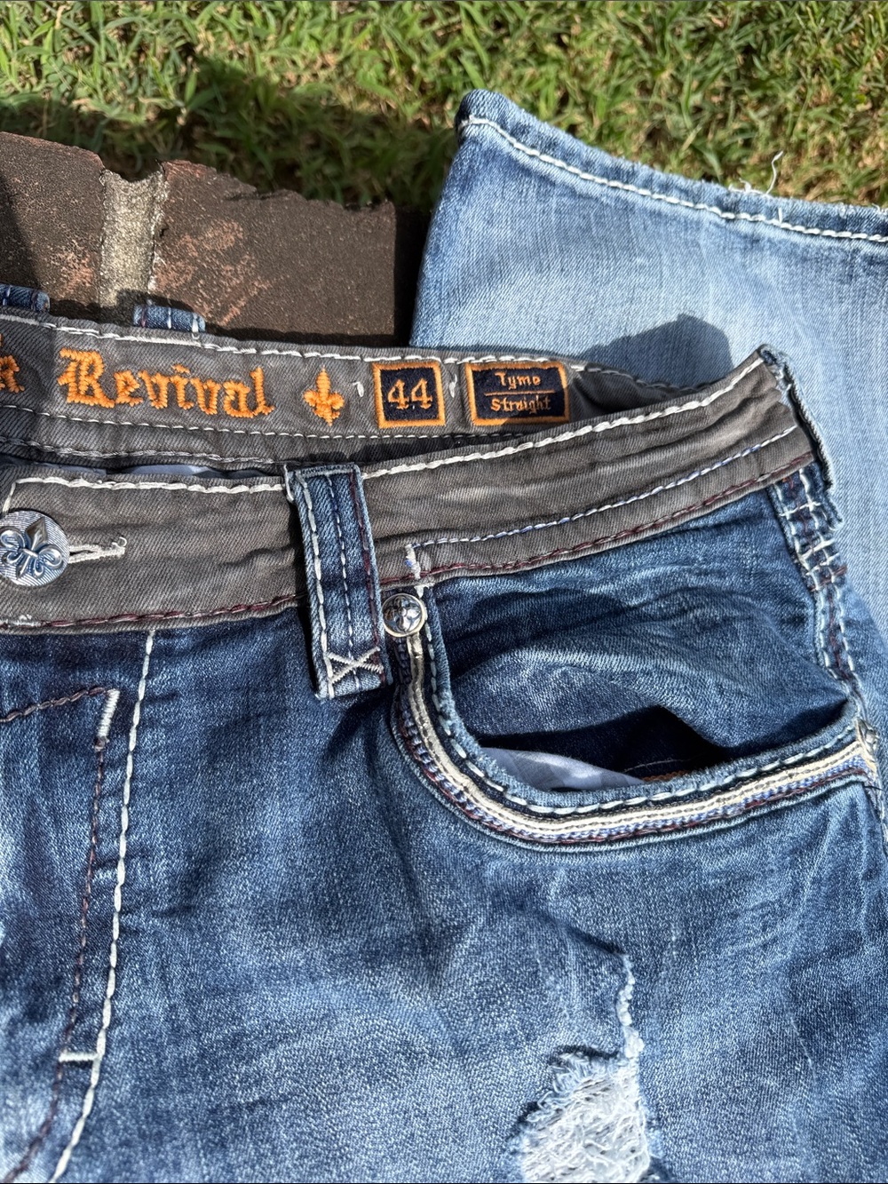 Rock Revival "Tyme" straight leg blue jeans size 44 - Picture 6 of 8